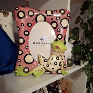 Pink and Green Retro Frog Picture Frame